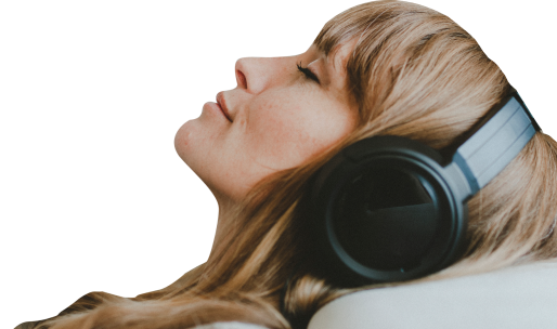 Sleeping woman in headphones